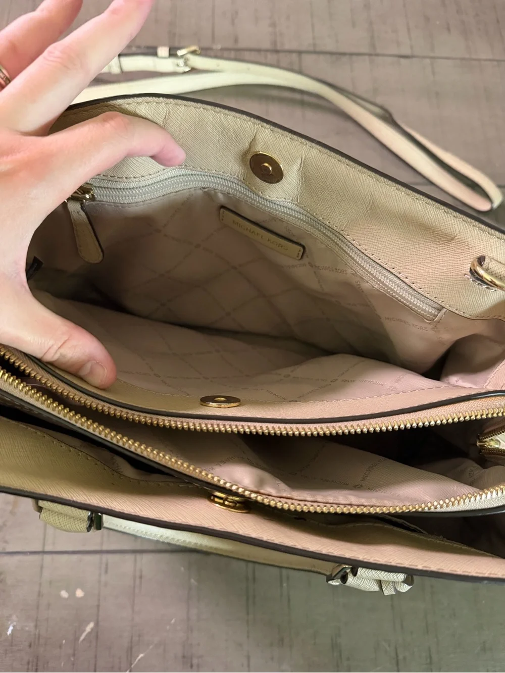 Michael Kors Light Tan Saffiano Leather Shoulder Satchel